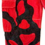 Pantalón Cargo Rojo Pintado a Mano – Pieza única Talla 42