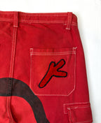 Pantalón Cargo Rojo Pintado a Mano – Pieza única Talla 42