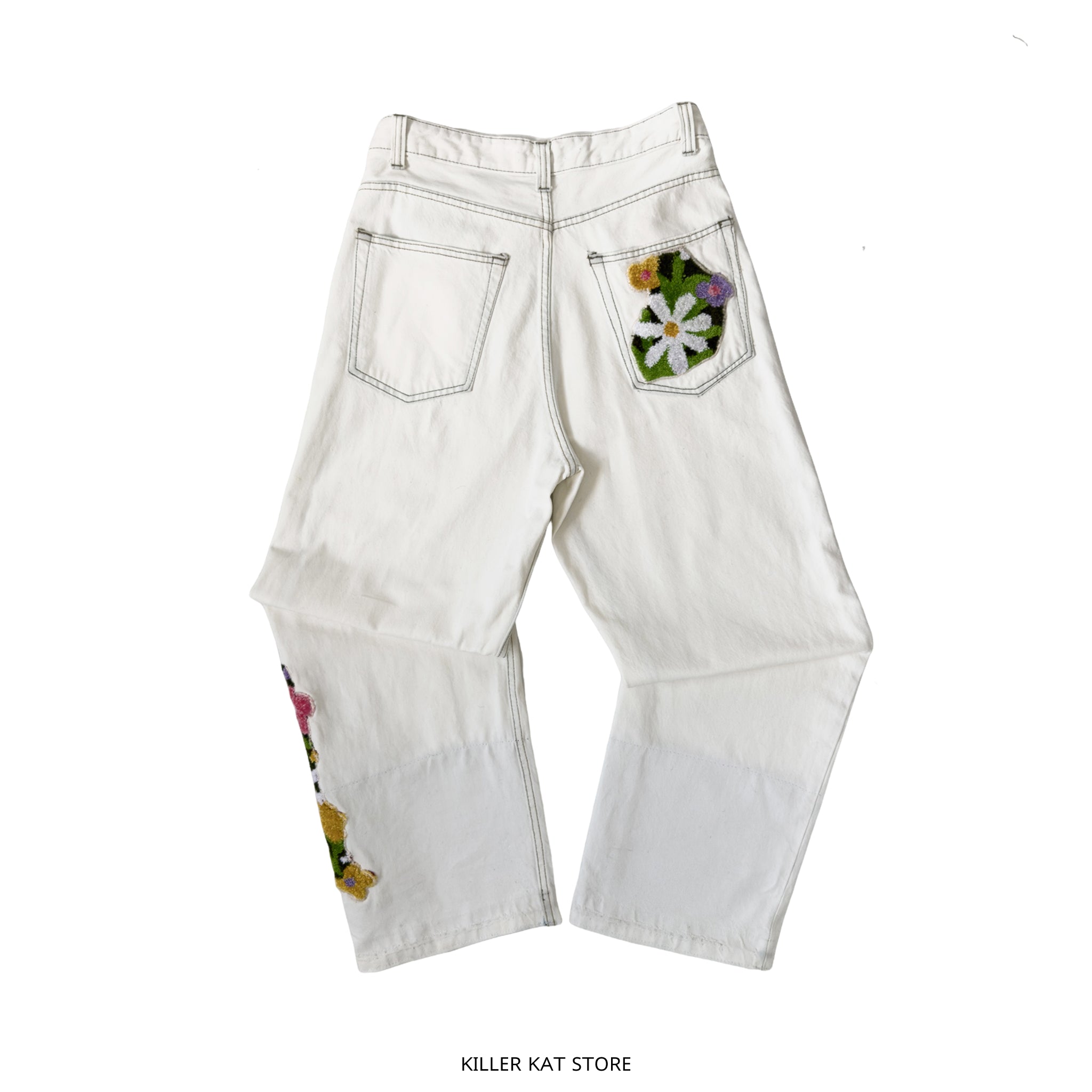 Pantalón Vaquero Blanco Bordado – Pieza Única Talla 40