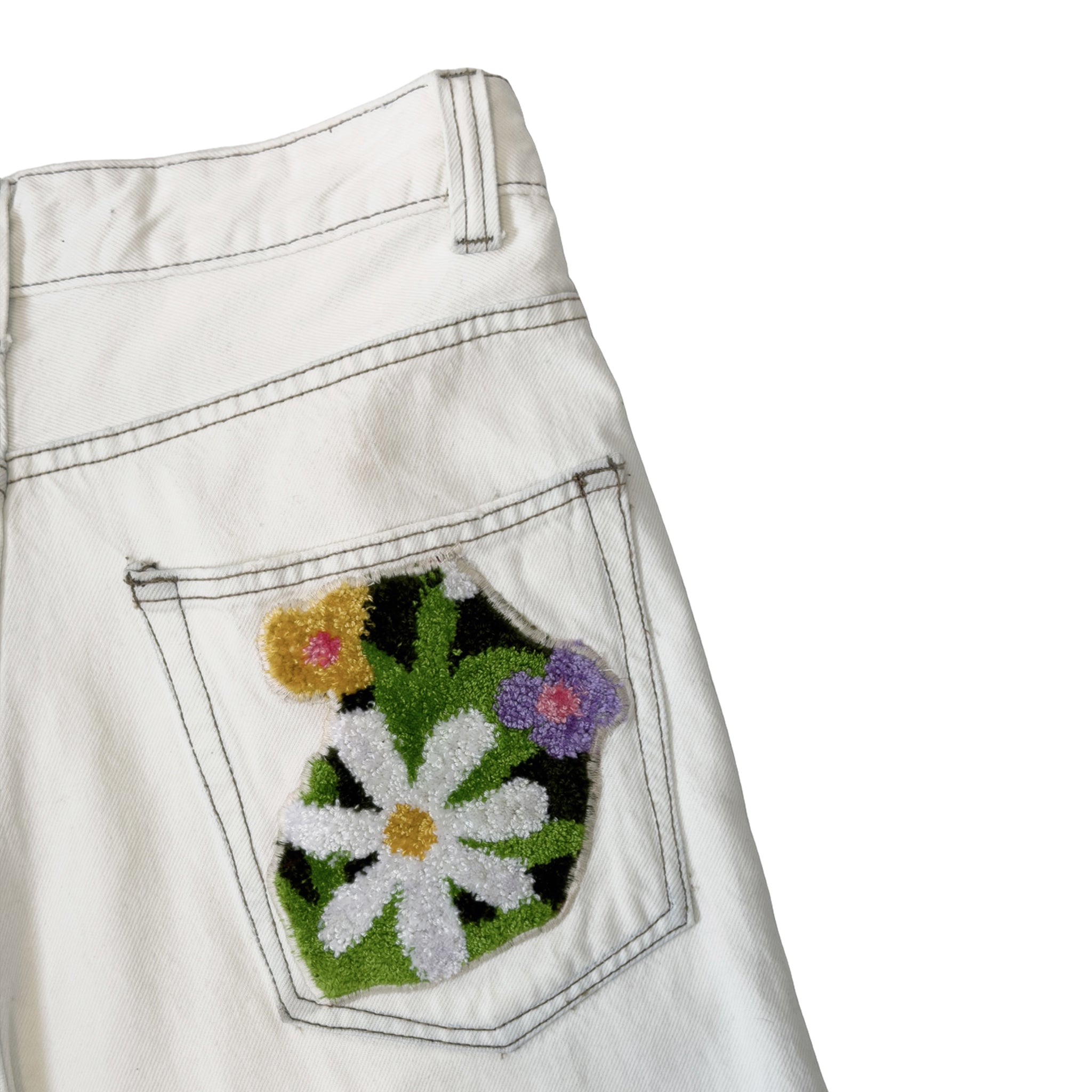 Pantalón Vaquero Blanco Bordado – Pieza Única Talla 40