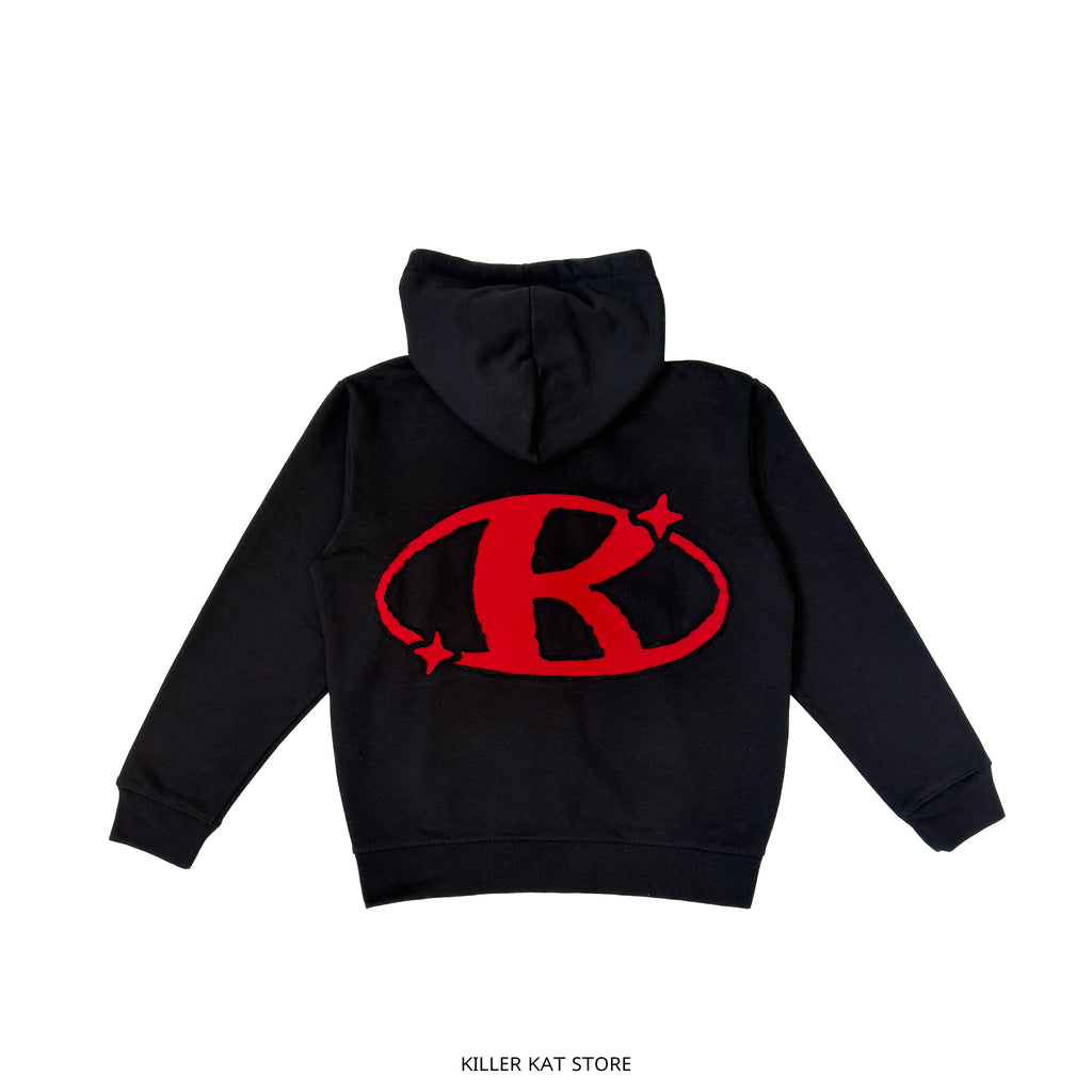 Sudadera Killer Kat Negra Patchwork – Pieza Única Talla M