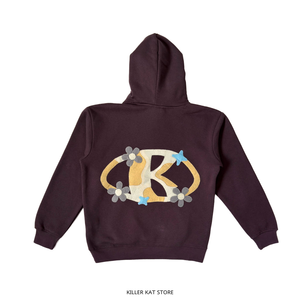Sudadera Burdeos con Logo en Patchwork – Pieza Única Talla S
