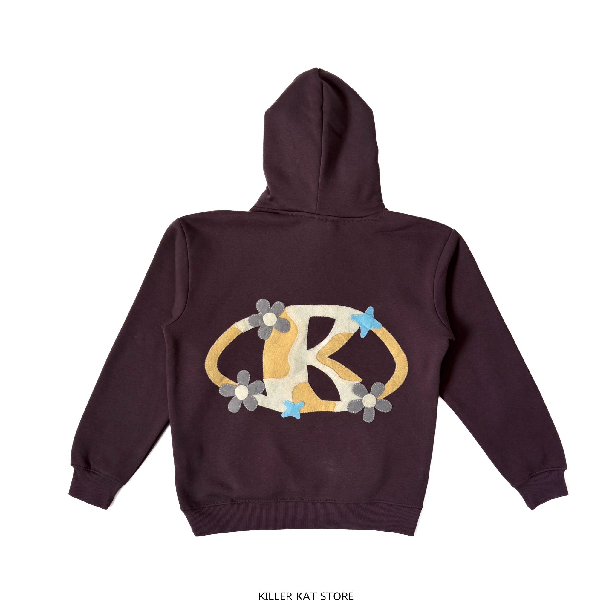 Sudadera Burdeos con Logo en Patchwork – Pieza Única Talla S