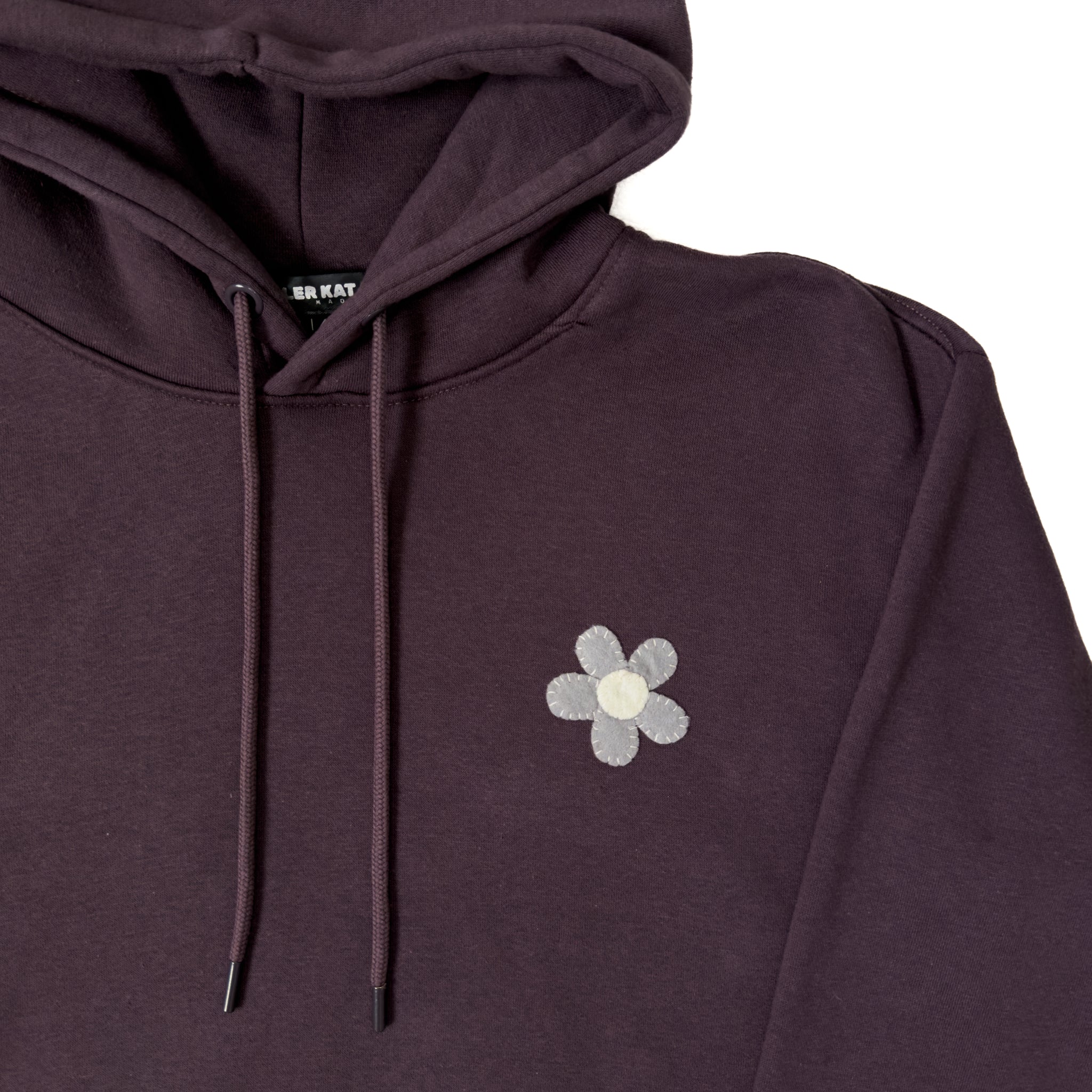 Sudadera Burdeos con Logo en Patchwork – Pieza Única Talla S