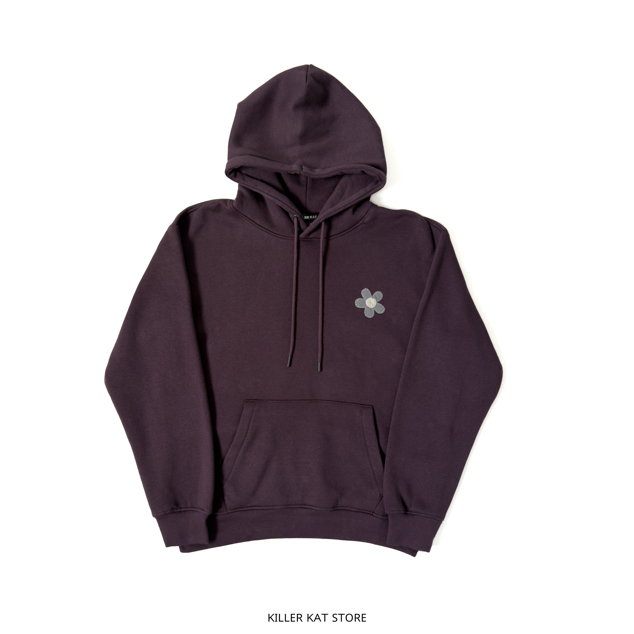 Sudadera Burdeos con Logo en Patchwork – Pieza Única Talla S