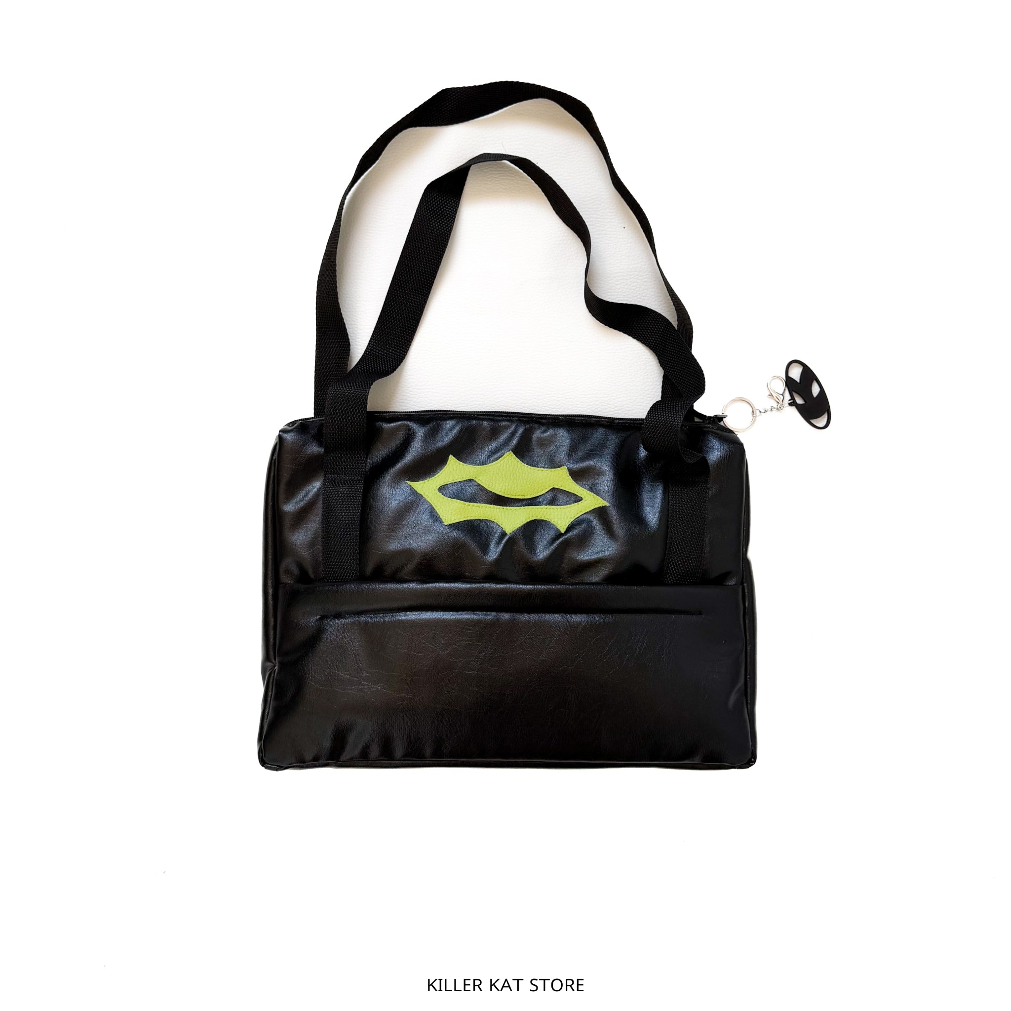 Tote Bag Negro y Verde neón Cuero Sintético - Pieza Única