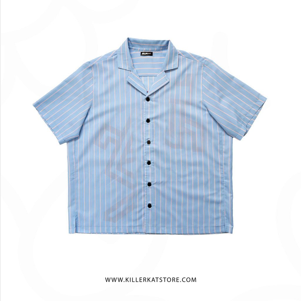Camiseta Azul Rayo Talla L Killer Kat ( Unidad única)