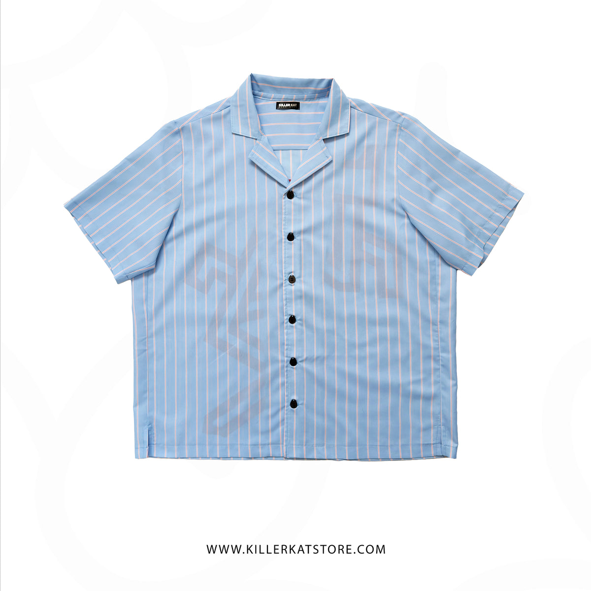Camiseta Azul Rayo Talla L Killer Kat ( Unidad única)