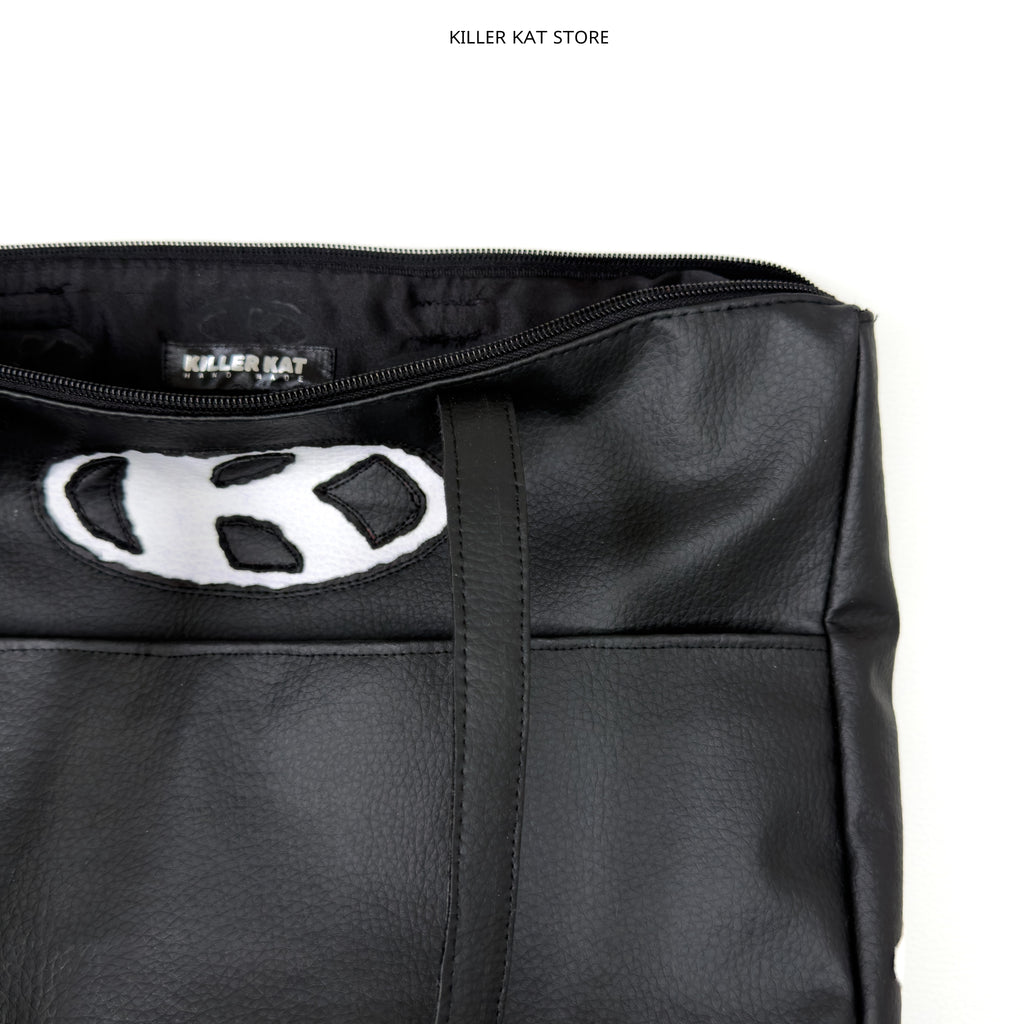 Tote Bag Negro de Cuero Sintético – Pieza única